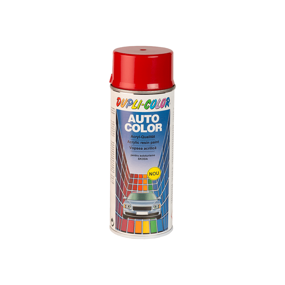 Vopsea spray pentru autoturisme Skoda Dupli-Color, rosu corrida, lucios, exterior, 400 ml
