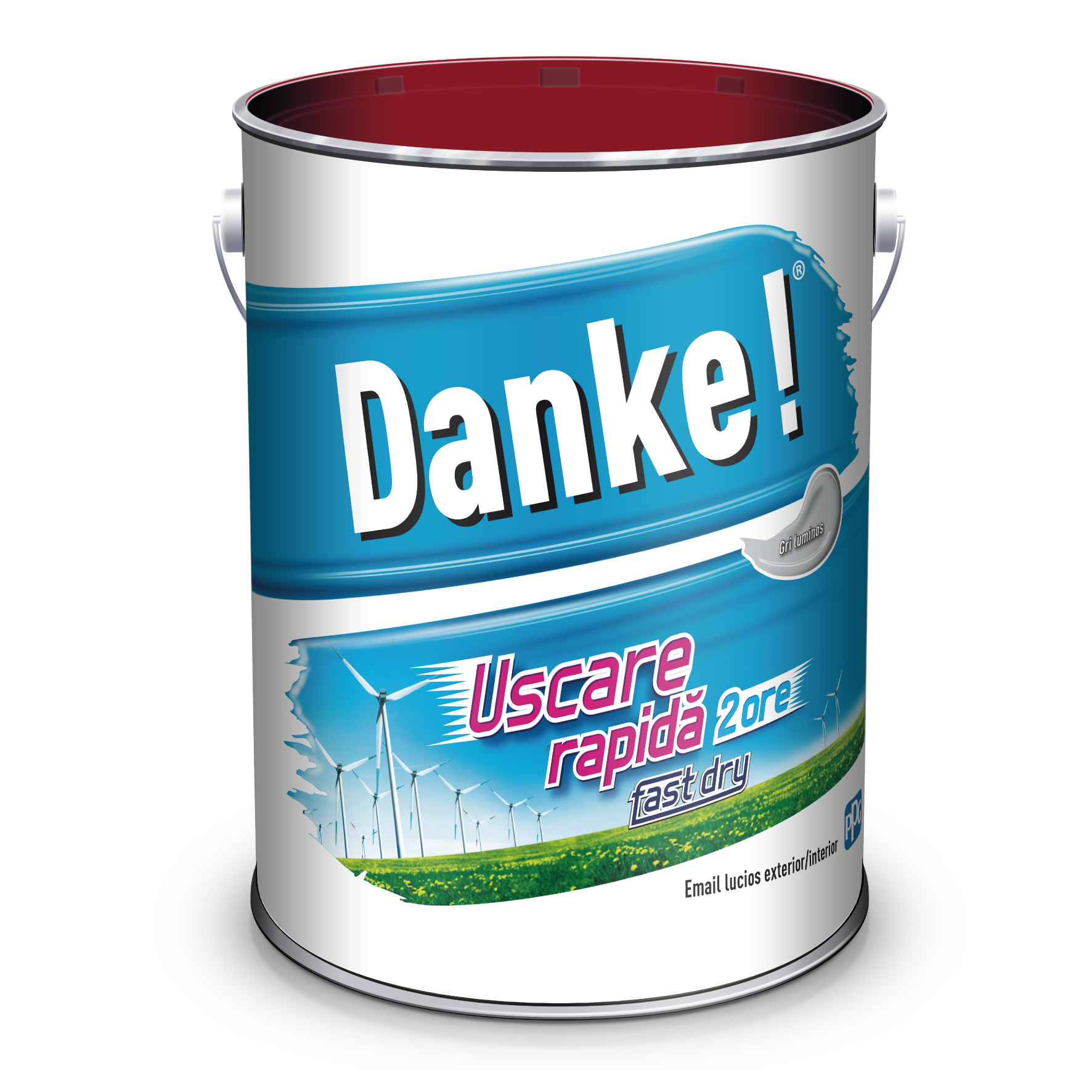 Email Danke uscare rapida, pentru metal, lemn, zidarie, exterior/interior, gri luminos, lucios, 4 l
