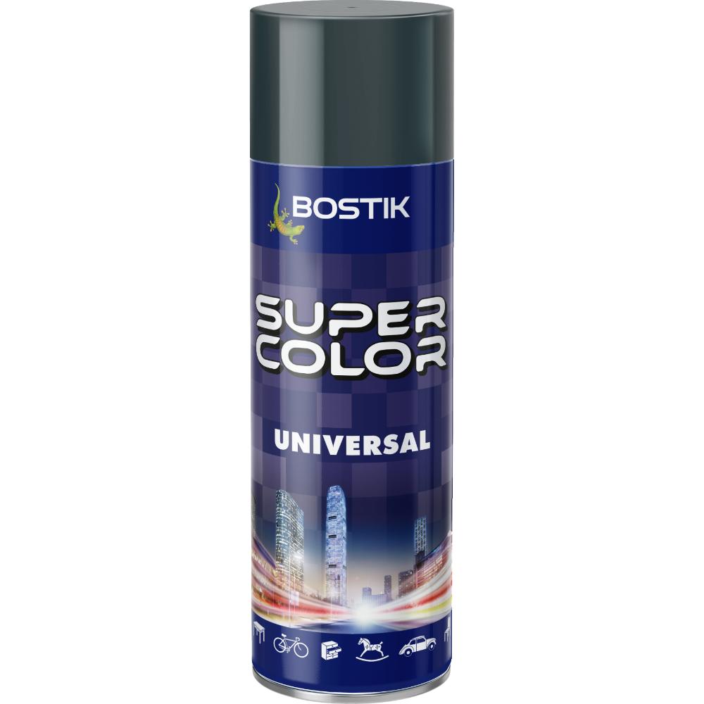 Vopsea spray universala decorativa Bostik Super Color, gri metal RAL 7011, interior/exterior, 400 ml