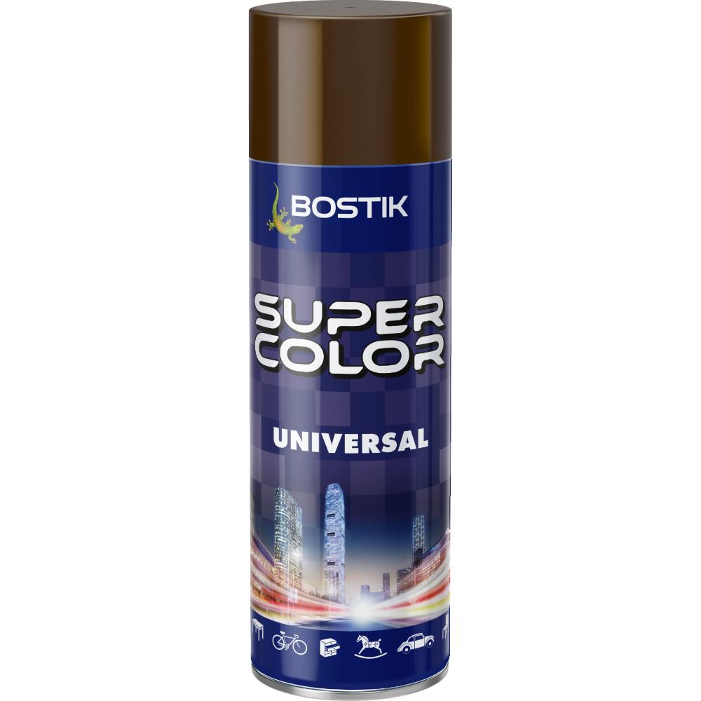 Vopsea spray universala decorativa Bostik Super Color, maro inchis RAL 8011, interior/exterior, 400 ml