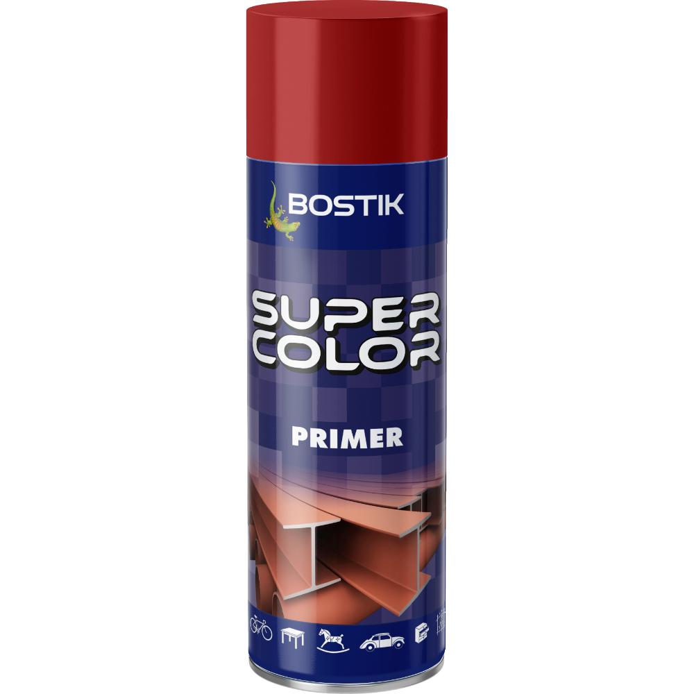 Vopsea spray grund acrilic cu uscare rapida Bostik Super Color, rosu, interior/exterior, 400 ml
