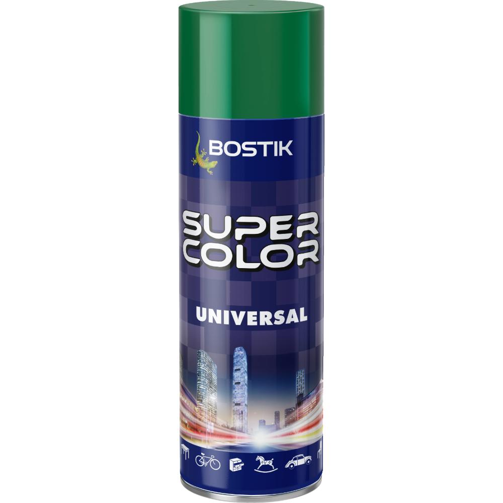 Vopsea spray universala decorativa Bostik Super Color, verde smarald RAL 6001, interior/exterior, 400 ml