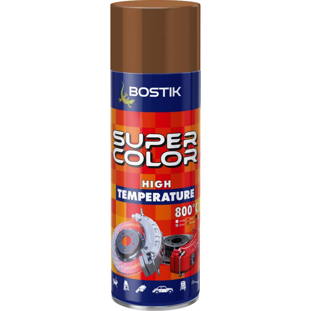Vopsea spray rezistenta la temperaturi ridicate Bostik Super Color, maro, interior/exterior, 400 ml