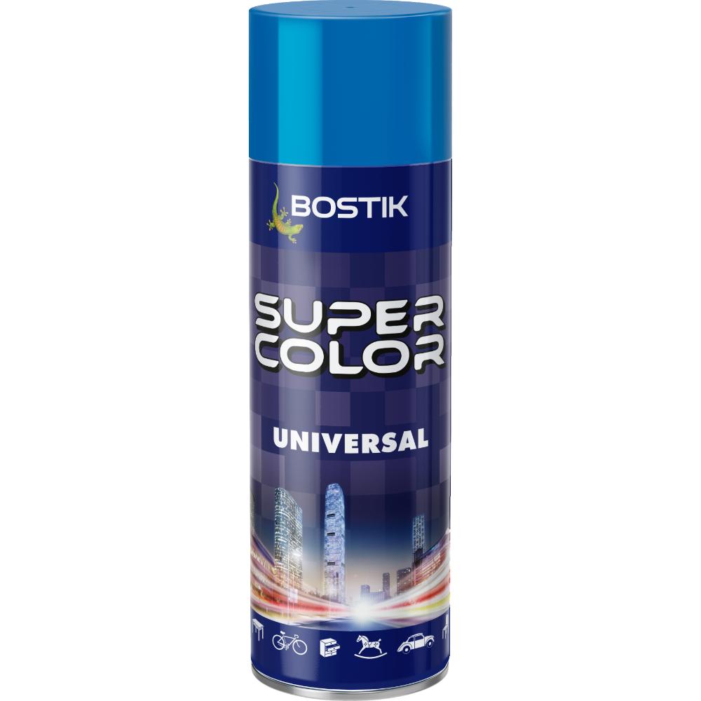 Vopsea spray universala decorativa Bostik Super Color, albastru RAL 5015, interior/exterior, 400 ml