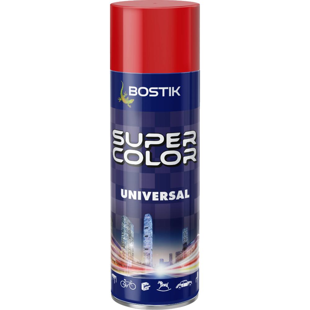 Vopsea spray universala decorativa Bostik Super Color, rosu trafic RAL 3020, interior/exterior, 400 ml