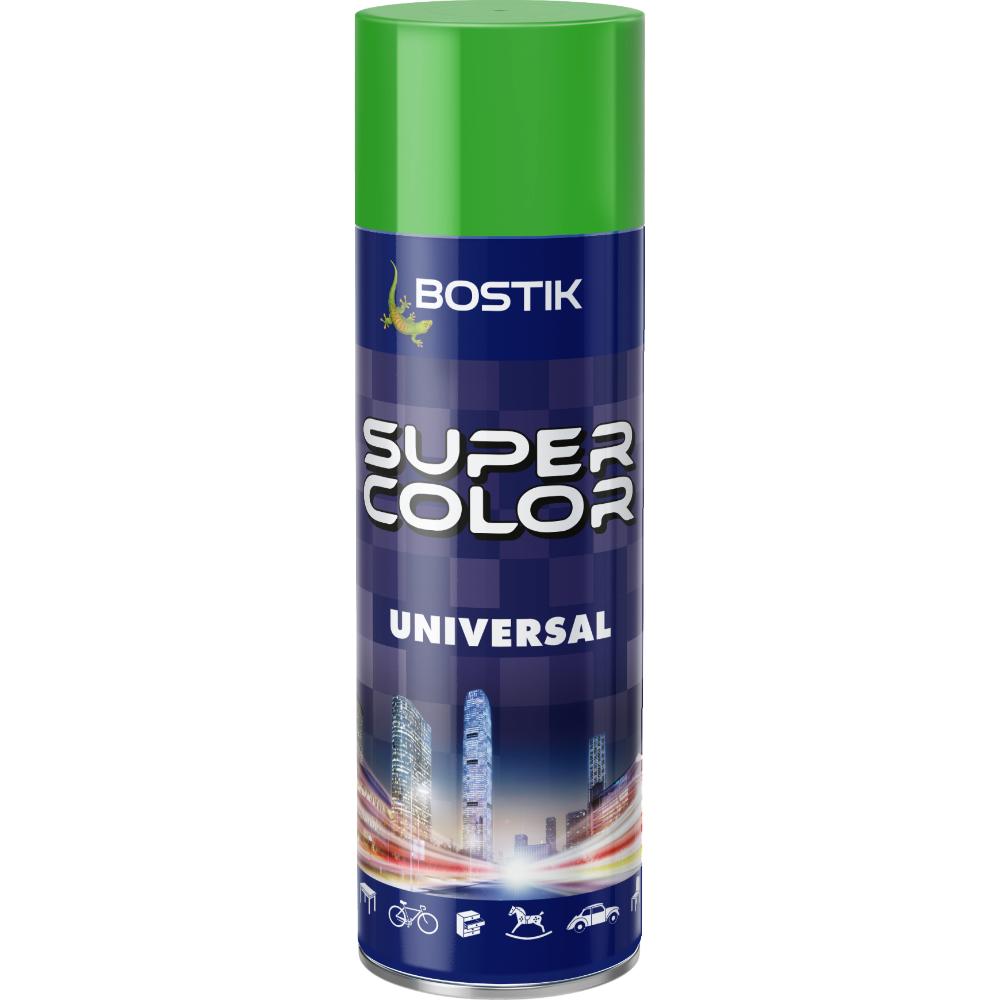 Vopsea spray universala decorativa Bostik Super Color, verde deschis RAL 6018, interior/exterior, 400 ml