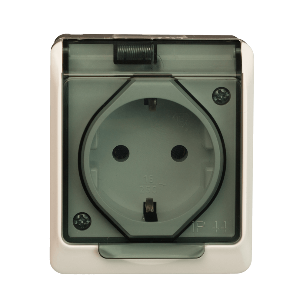 Priza simpla cu capac de protectie Electroplast Hermes, alb, IP44