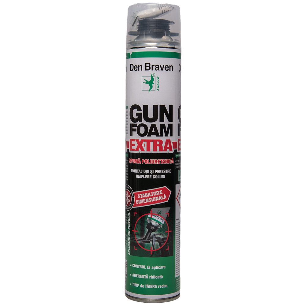 Spuma poliuretanica Den Braven Gun Foam Extra, aplicare cu pistol, 750 ml