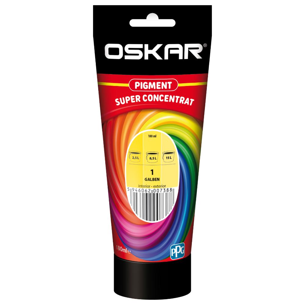 Pigment super concentrat Oskar, interior, pentru vopsea lavabila, galben, 180 ml