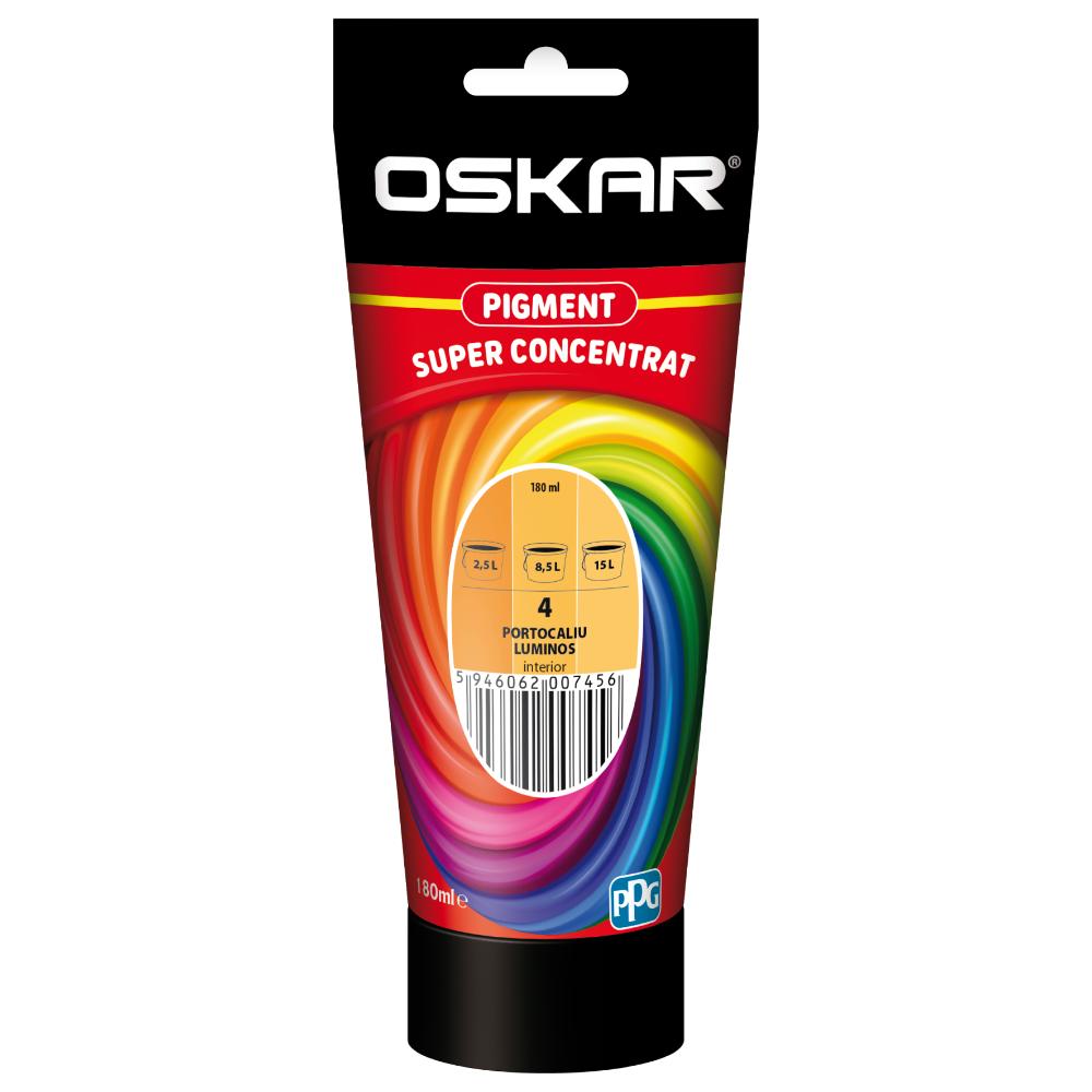 Pigment super concentrat Oskar, interior, pentru vopsea lavabila, portocaliu luminos, 180 ml