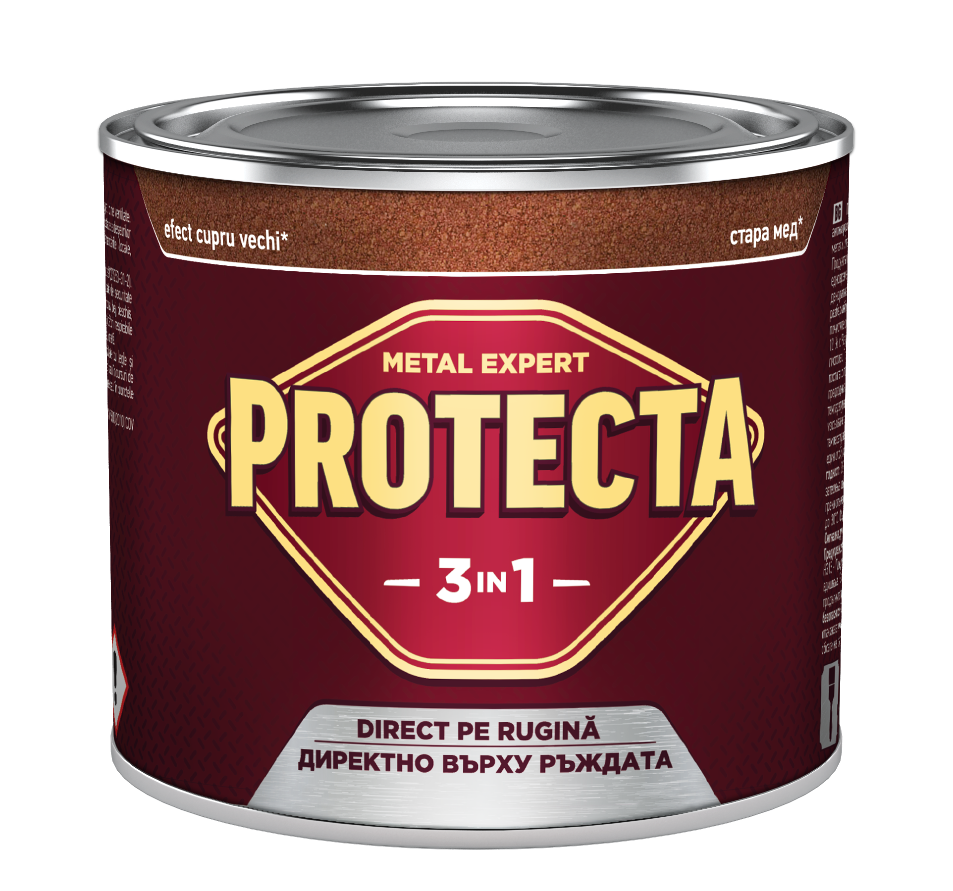 Vopsea alchidica/email Protecta 3 in 1, cupru vechi, interior/exterior, 0,5 L