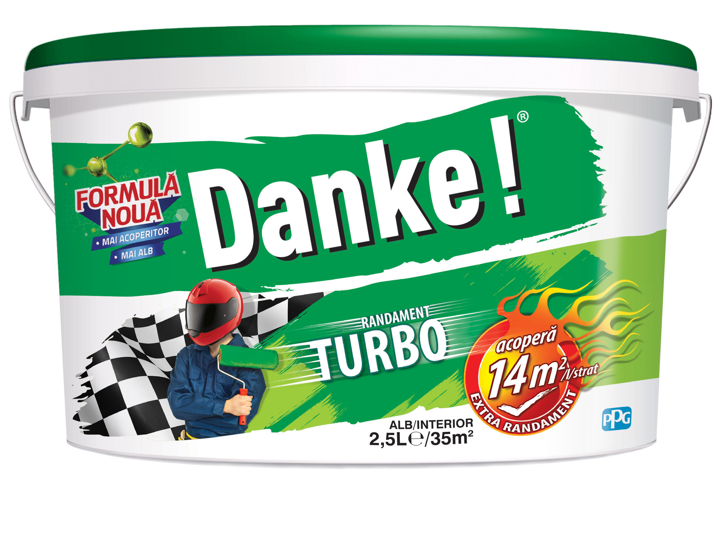 Vopsea lavabila interior Danke Turbo alb, 2.5 l