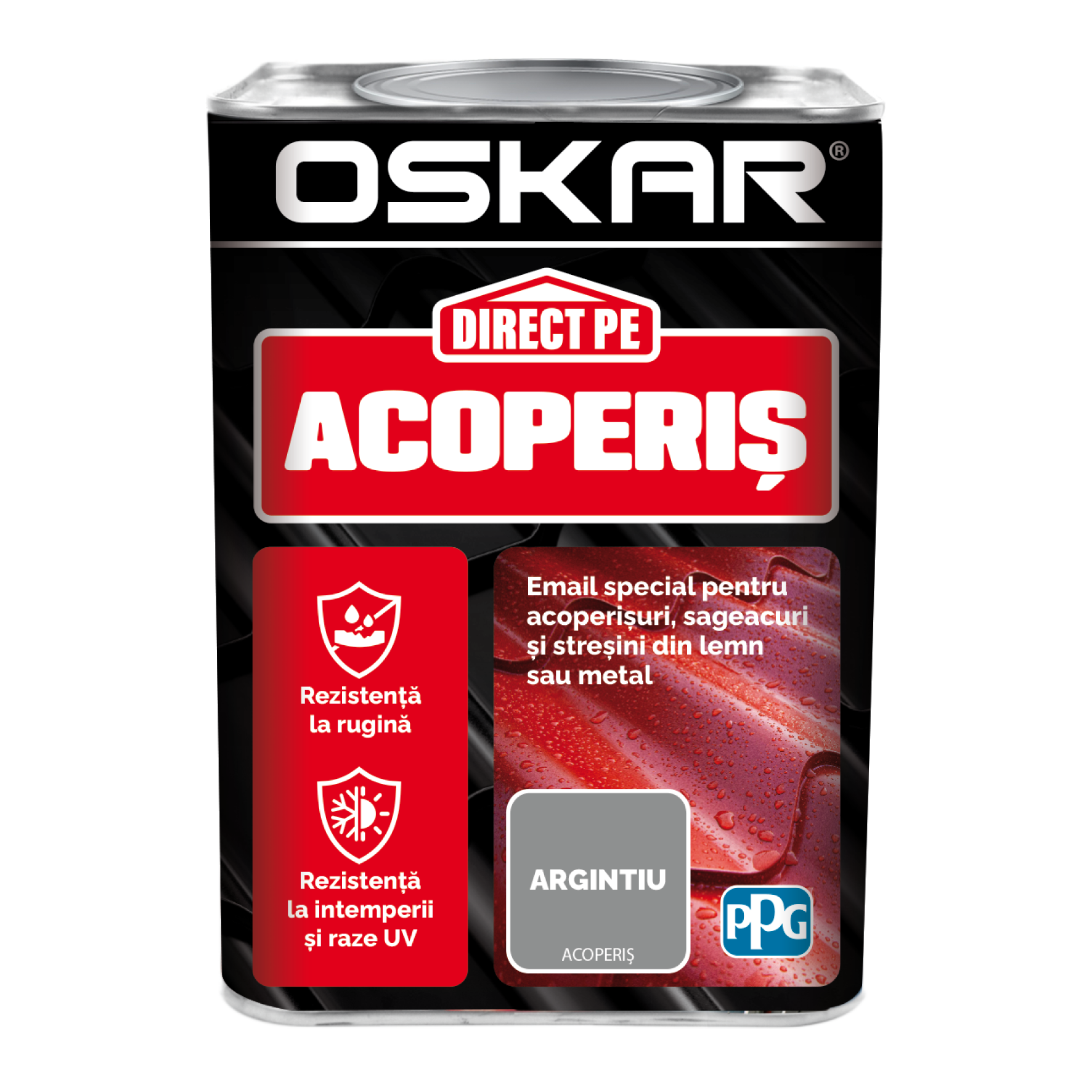 Vopsea Oskar Direct pe Acoperis, argintiu, exterior, 0.75 l