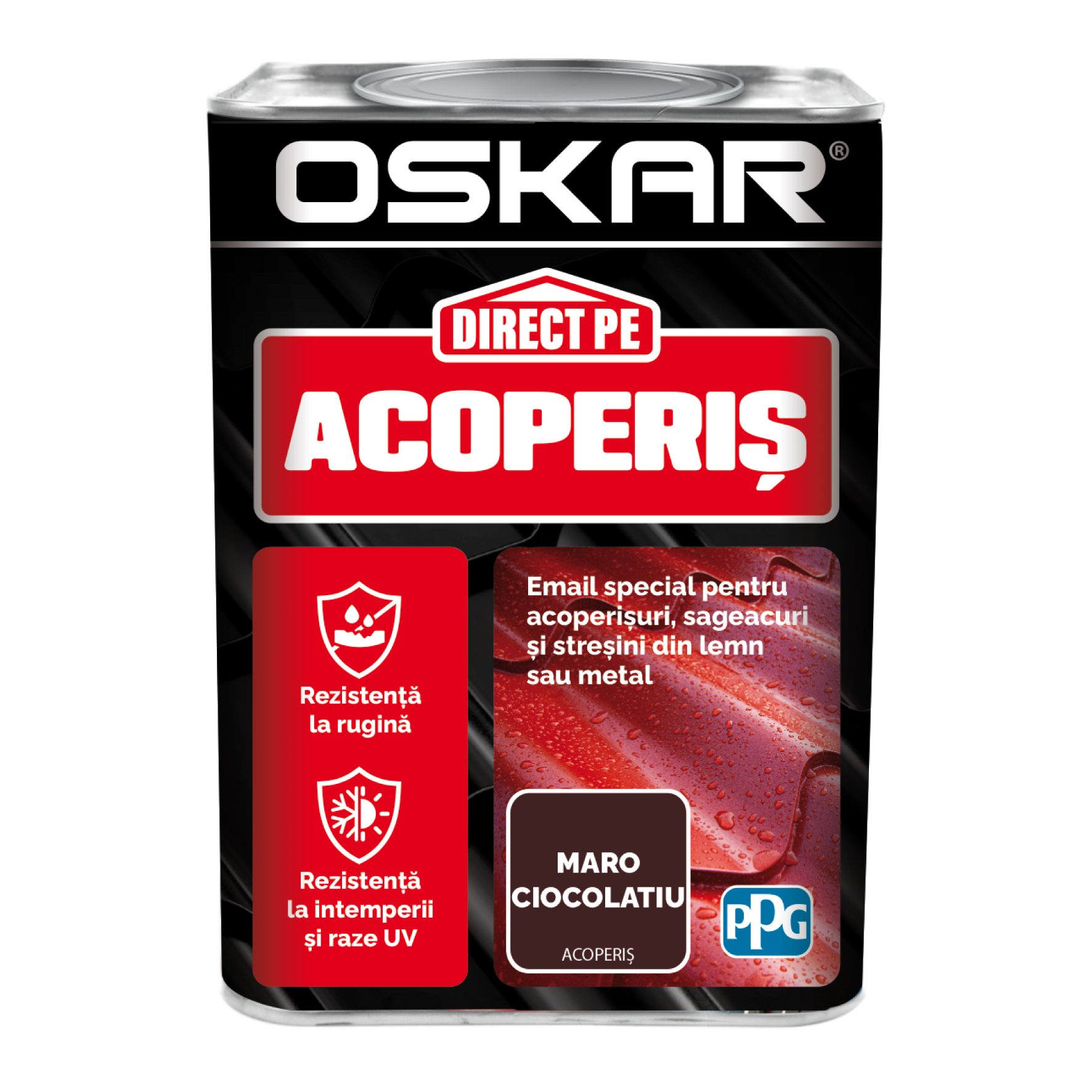 Vopsea Oskar Direct pe acoperis, maro ciocolatiu, exterior, 0.75 l