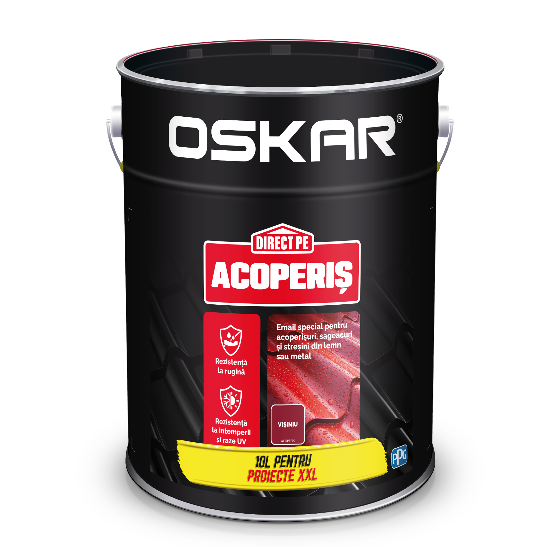 Vopsea Oskar Direct pe acoperis, visiniu, exterior, 10 l