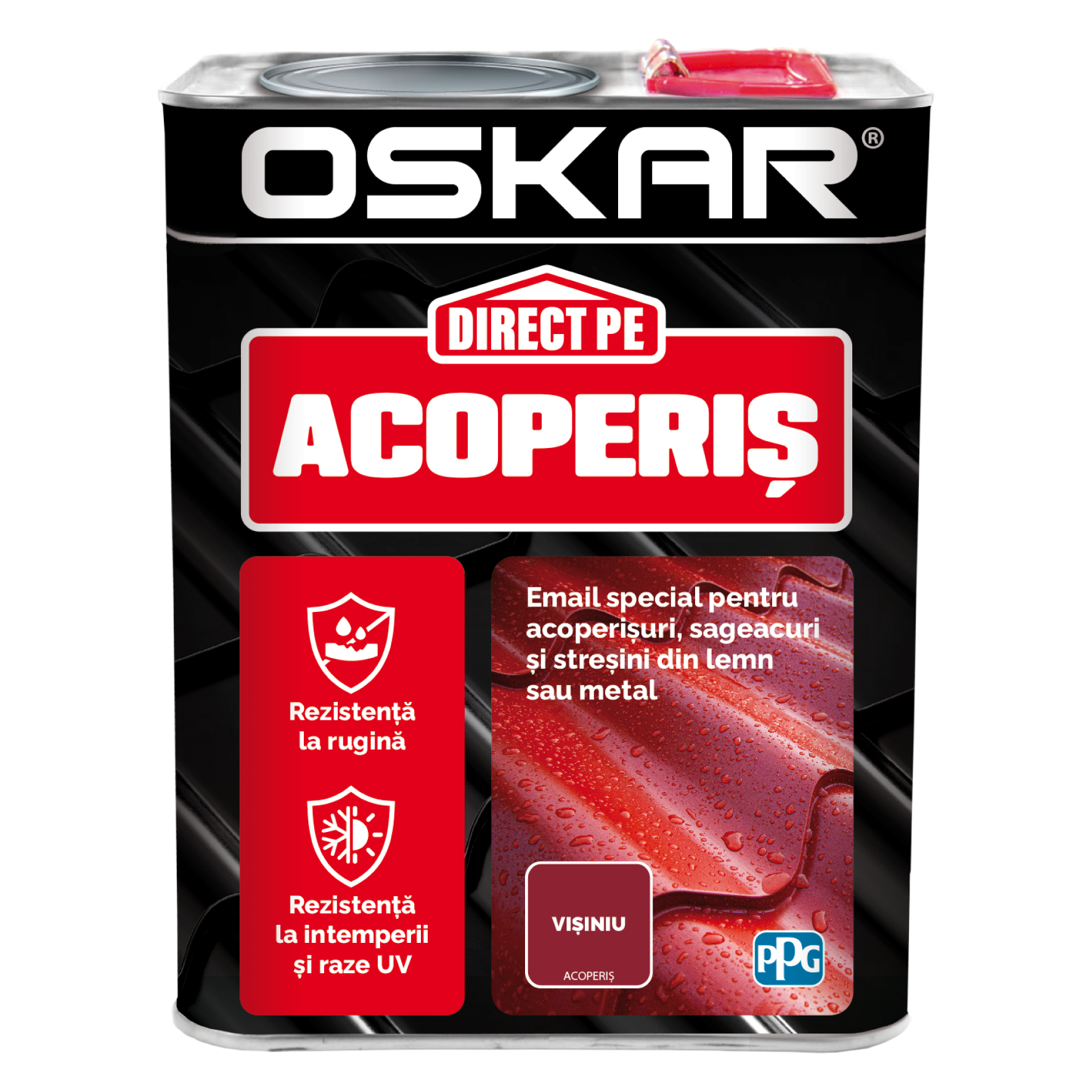 Vopsea Oskar Direct pe Acoperis, visiniu, exterior, 2.5 l