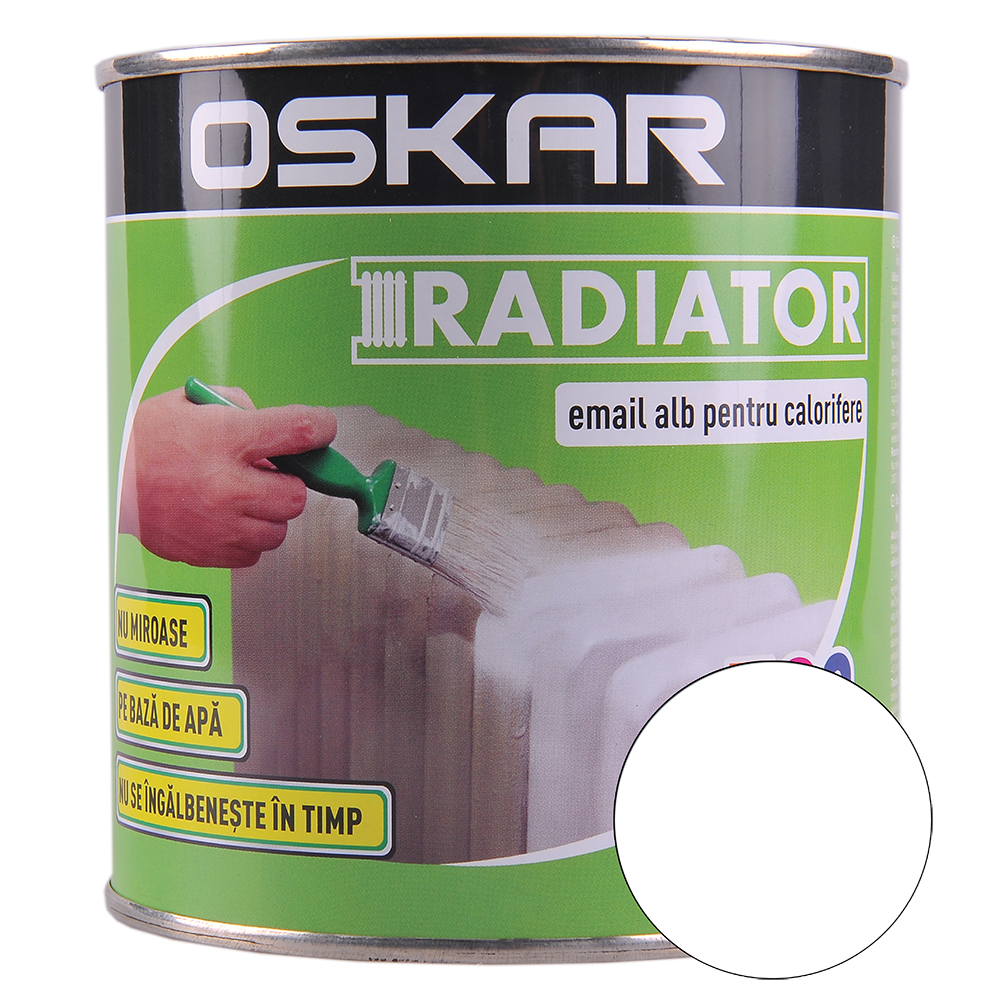 Vopsea radiator Oskar, alb, 0,5 l