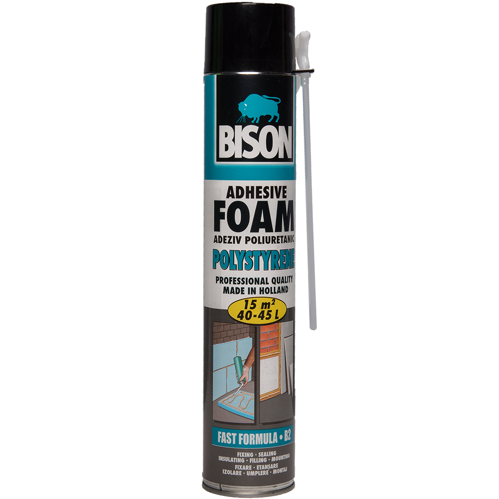 Adeziv poliuretanic polistiren expandat Bison, aplicator integrat, interior/exterior, 750 ml