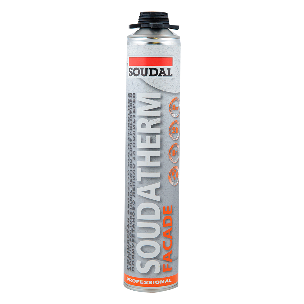 Adeziv poliuretanic polistiren expandat Soudal Soudatherm Facade, aplicare cu pistol, interior/exterior, 750 ml