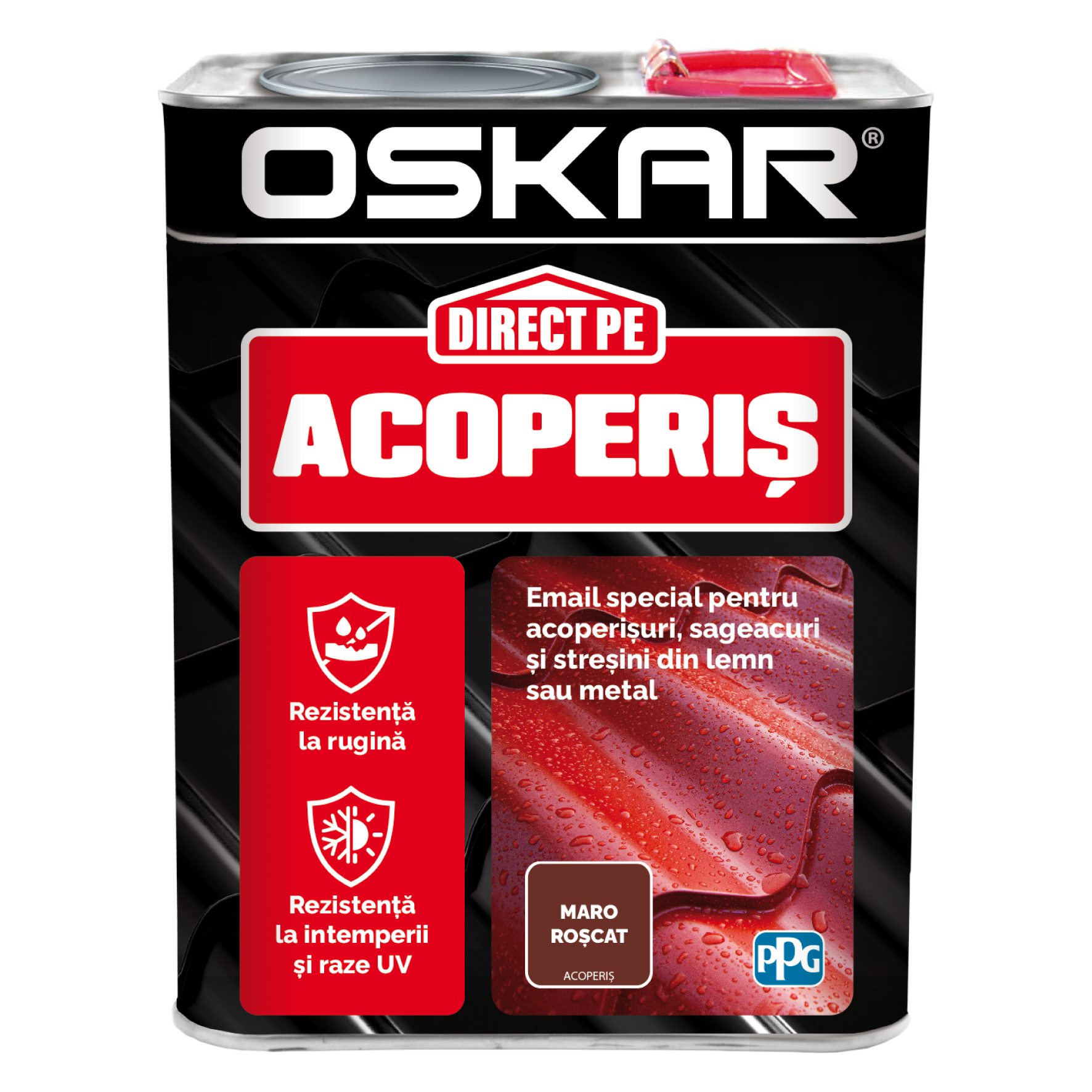 Vopsea Oskar Direct pe acoperis, maro roscat, exterior, 2.5 l