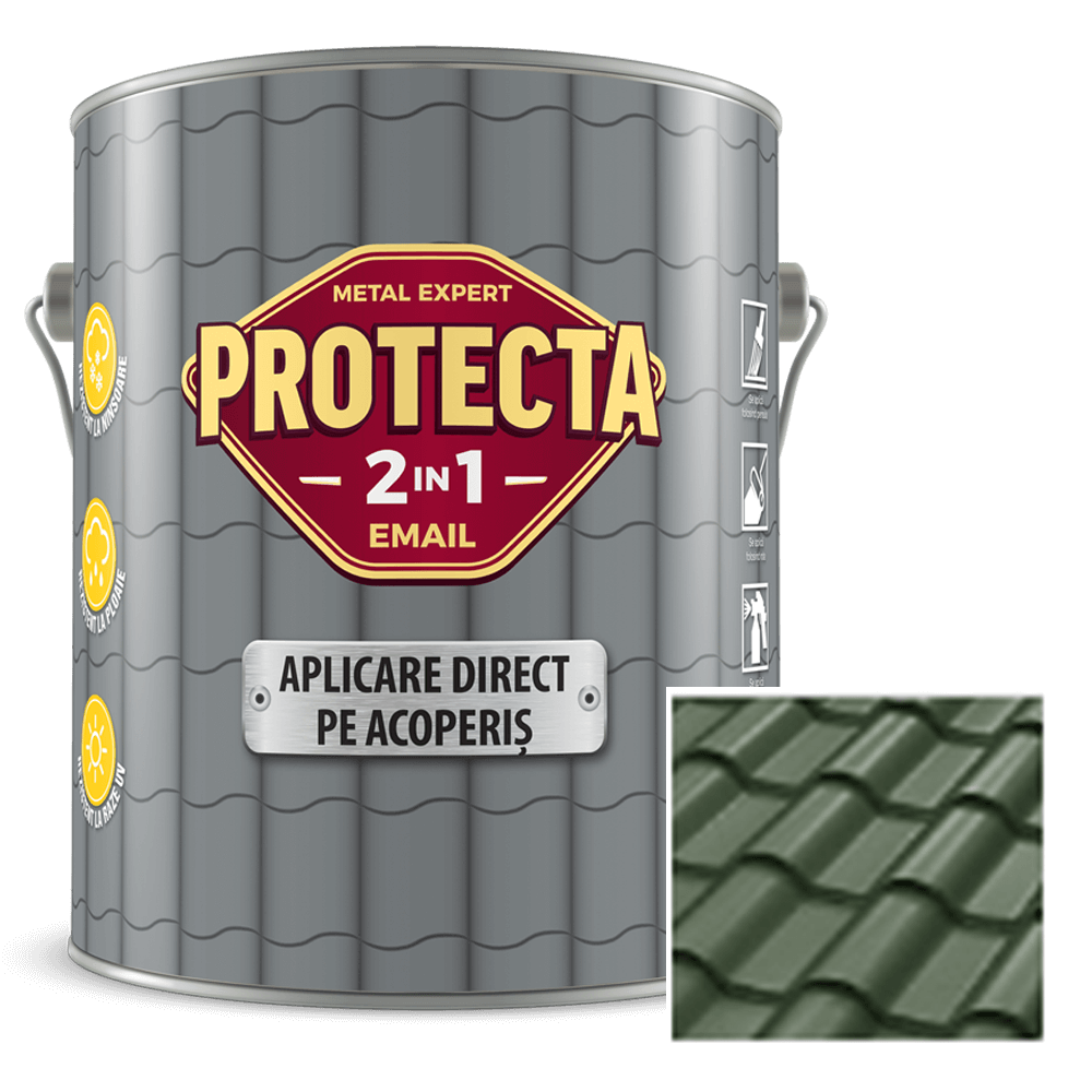 Email pentru acoperis Protecta 2 in 1, verde inchis, interior/exterior, 4 l