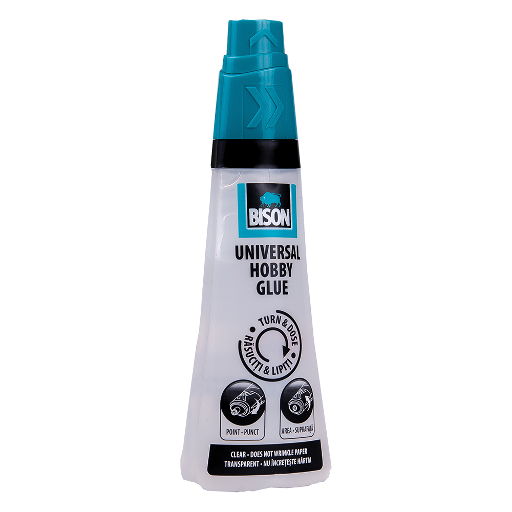 Adeziv universal cu solvent, pentru uz casnic, Bison, Universal Hobby, 90 ml