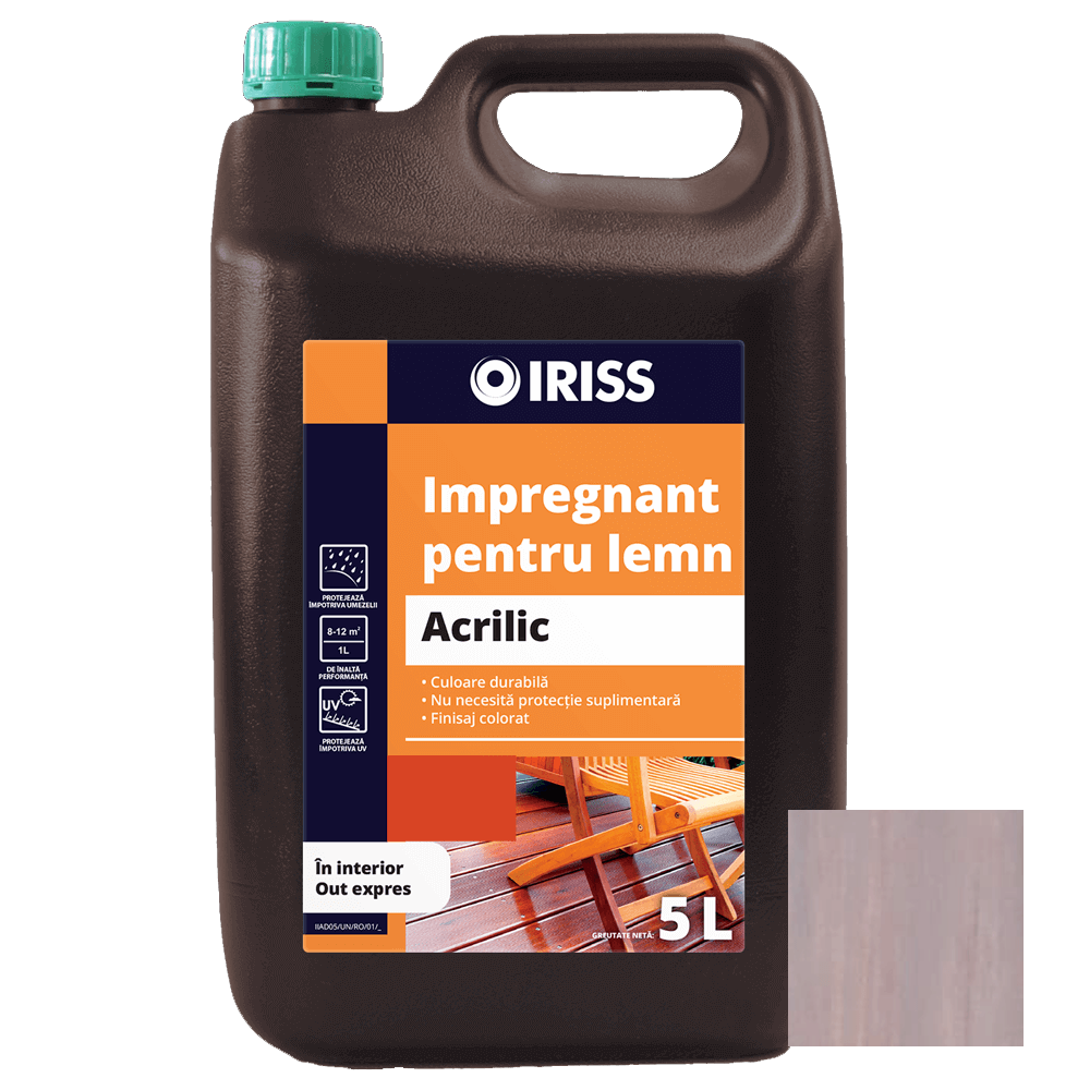 Impregnant pentru lemn, Iriss, interior/exterior, palisandru, 5 l