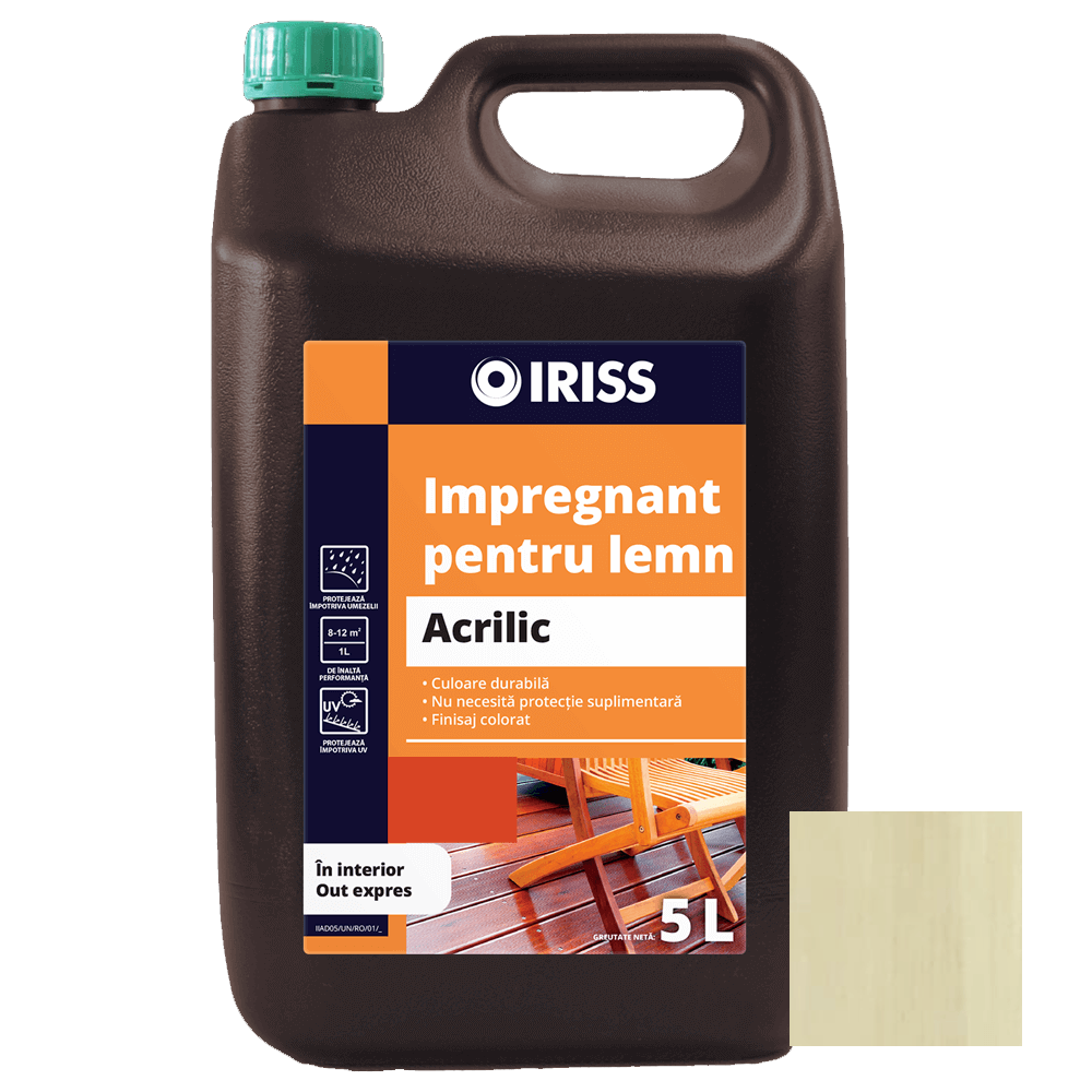 Impregnant pentru lemn, Iriss, interior/exterior, stejar, 5 l