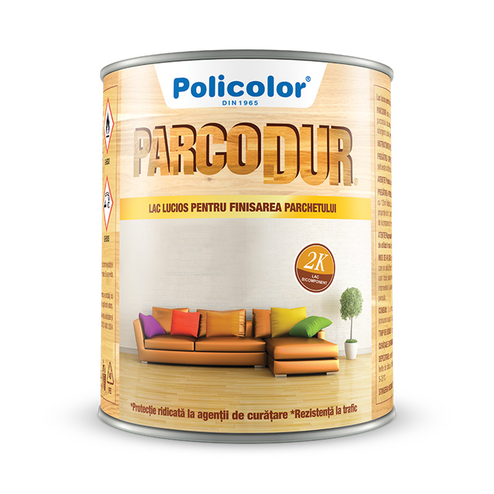 Lac pentru parchet, Policolor Parcodur, transparent, 4 l