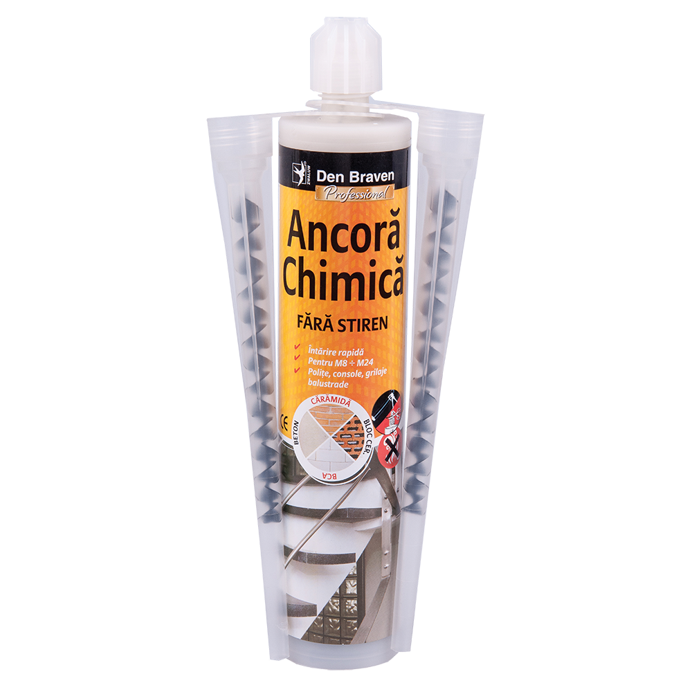 Ancora chimica fara stiren, Den Braven, interior / exterior, 300 ml, include doua mixere
