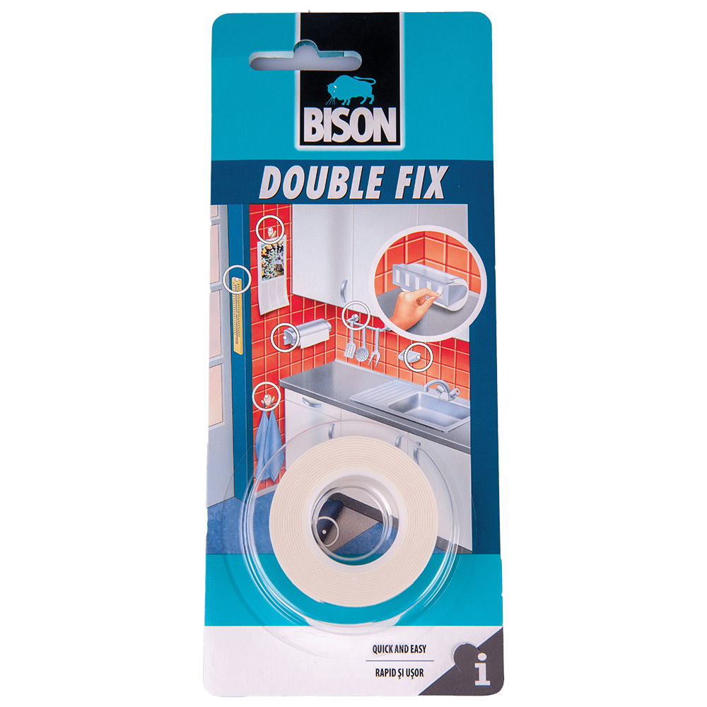 Banda dublu adeziva pentru interior, Bison Double Fix, 19 mm x 1.5 m