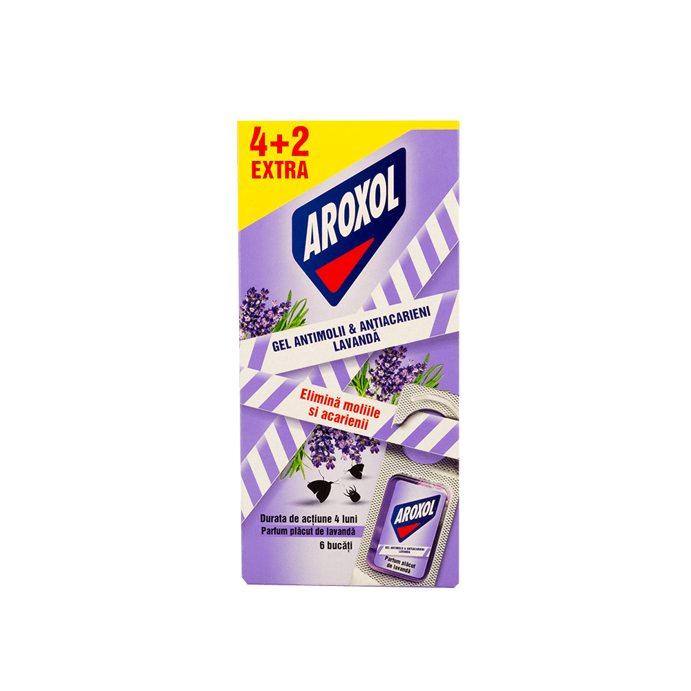 Tablete gel antimolii, Aroxol, miros de lavanda, 6 buc