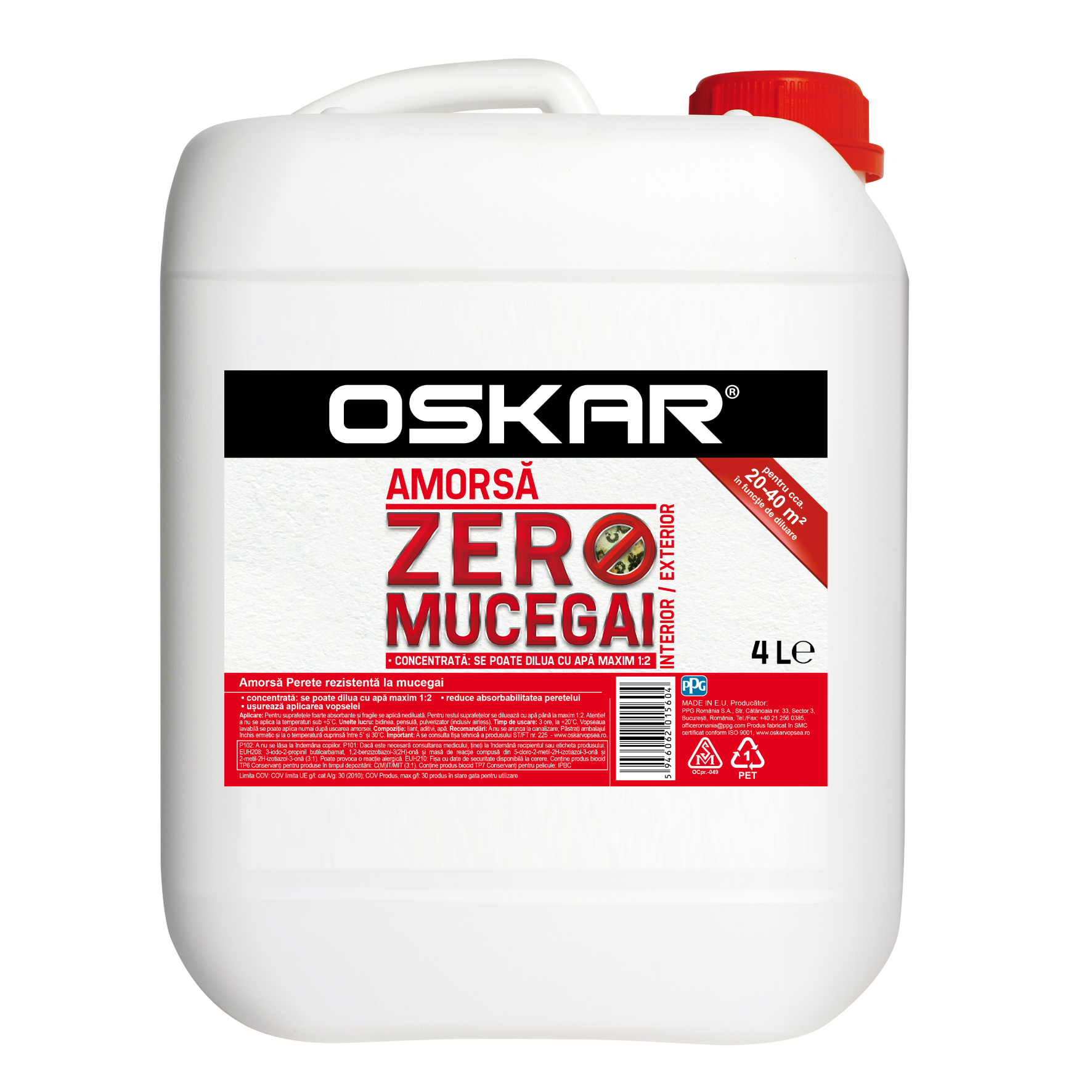 Amorsa perete Oskar Zero Mucegai, interior/exterior, 4L