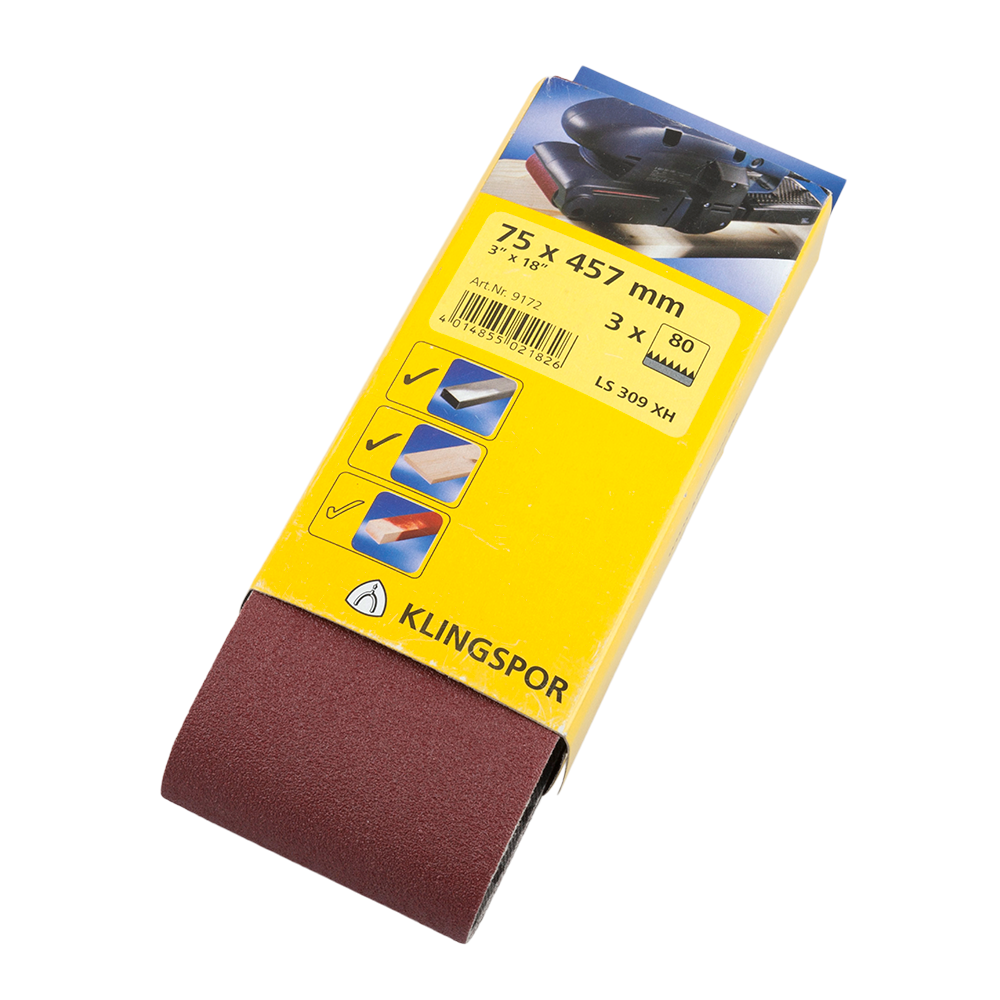 Benzi abrazive pentru slefuire metale si lemn, Klingspor, 75 mm, granulatie 80