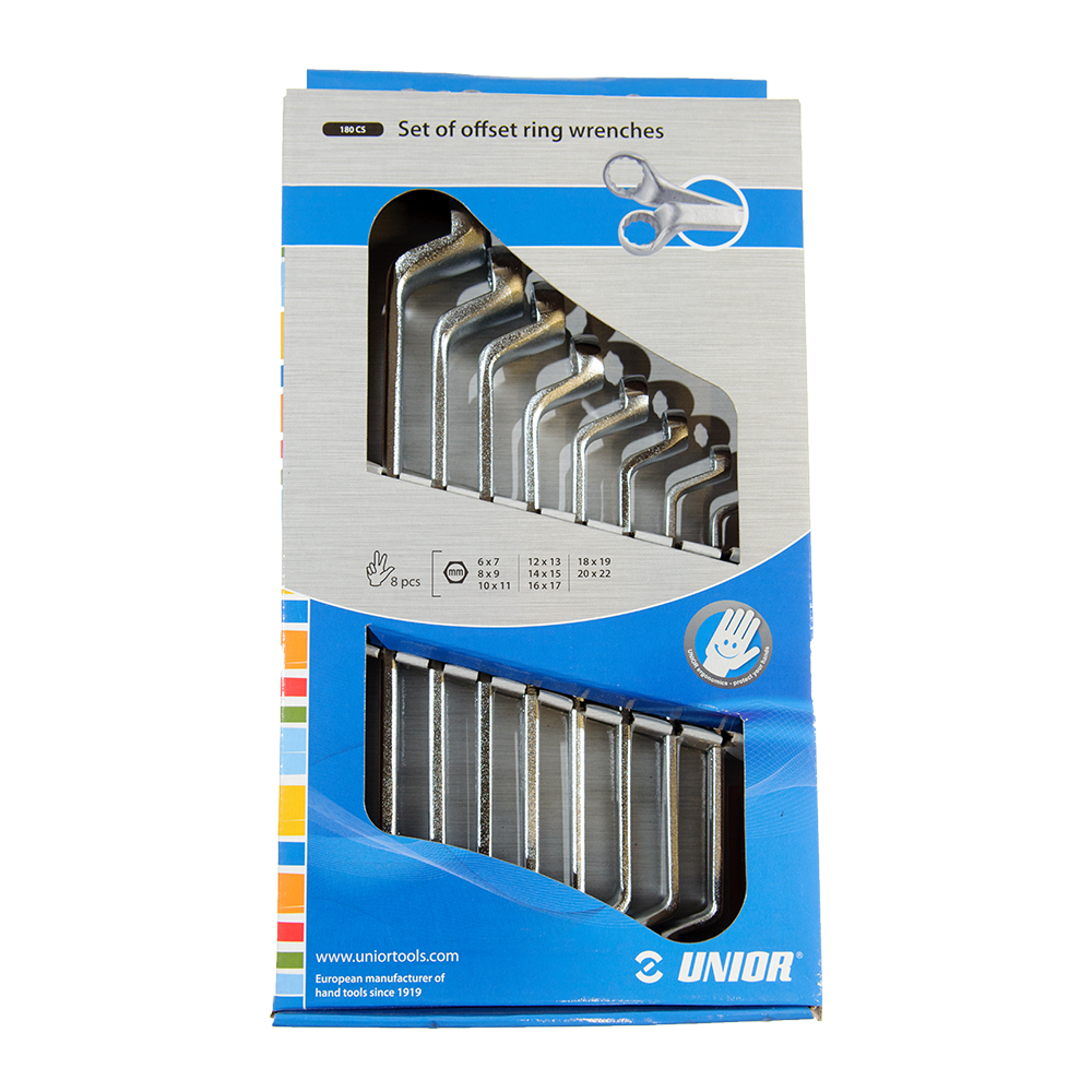 Set chei inelare dublu cotite Unior, crom vanadiu, 6-22/8 Pcs