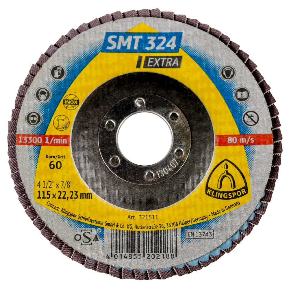 Perie abraziva Klingspor, pentru otel, granulatie 60, 115 X 22,2 mm