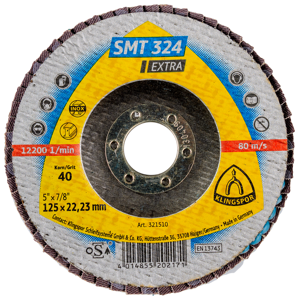 Perie abraziva pentru polizor, granulatie 40, 125 X 22,2 mm