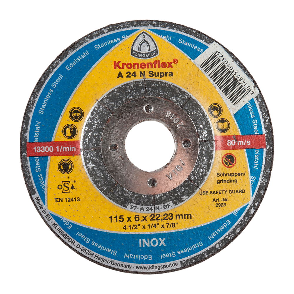 Disc polizare pentru inox, Klingspor 2923, 115 x 22.23 x 6 mm