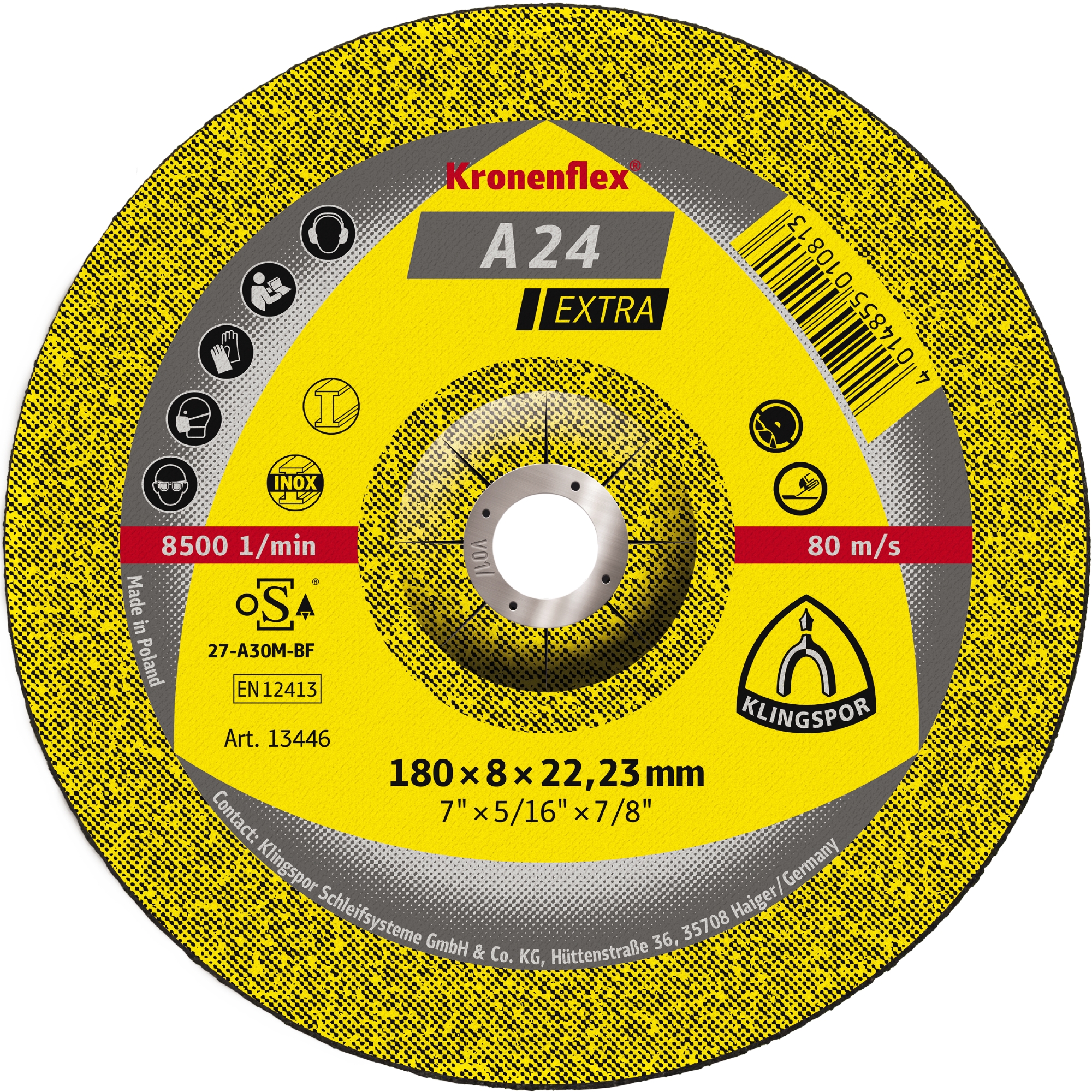 Disc polizare pentru metal, Klingspor 188466, 125 x 22,23 x 6 mm