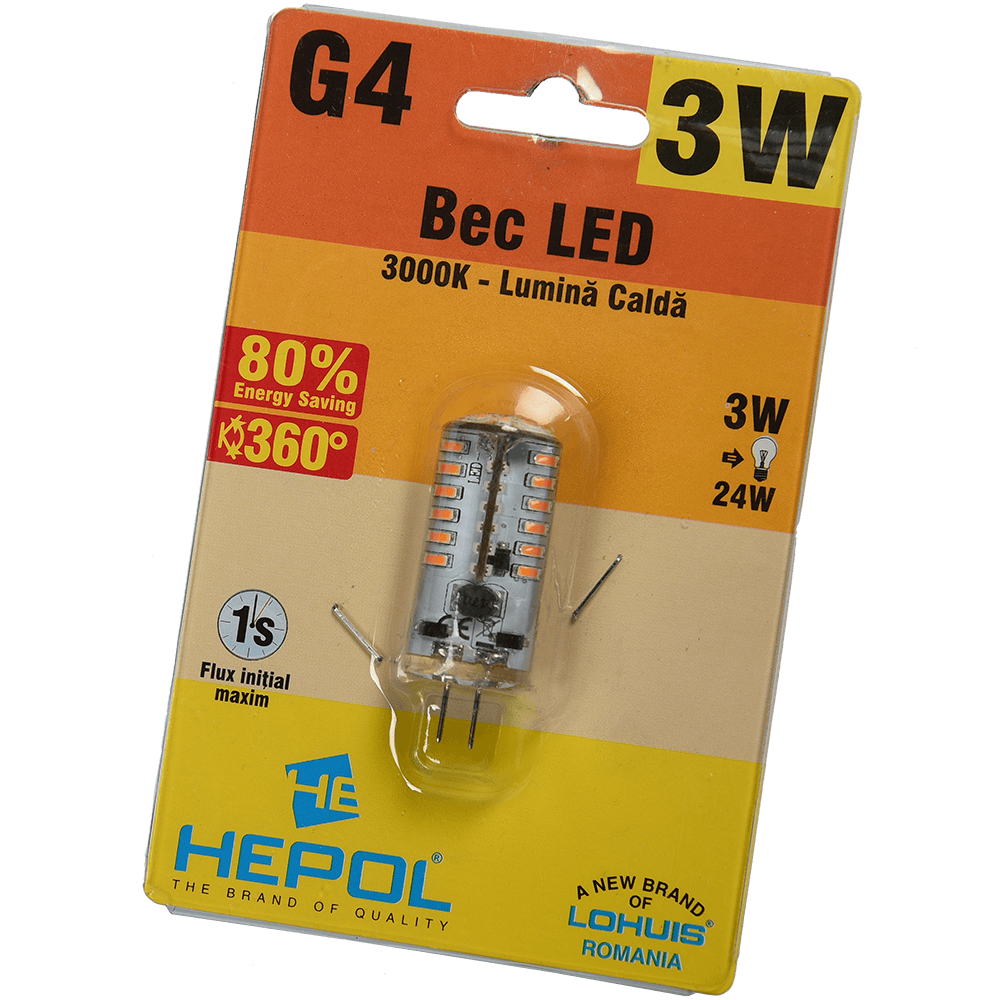 Bec Led Silicon G4 3W Hepol Lumina Calda