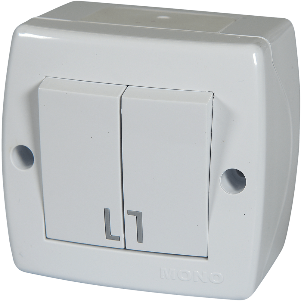 Intrerupator dublu Lohuis Octans, montaj aparent, alb, IP44