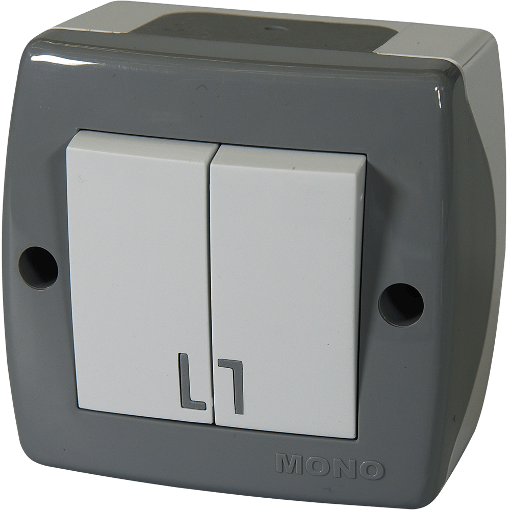 Intrerupator dublu Octans Mono Electric, IP44, alb/gri