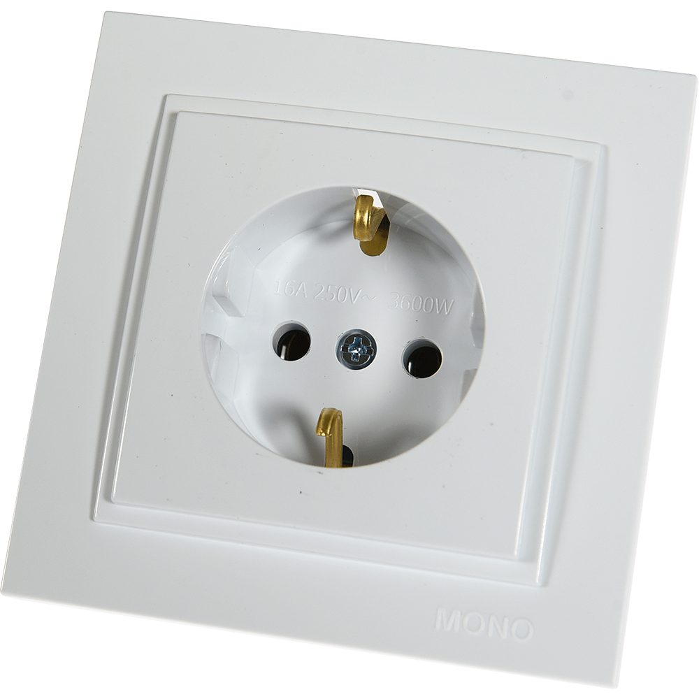 Priza cu CP, Mono Electric, DESPINA, ingropat/ST, alb