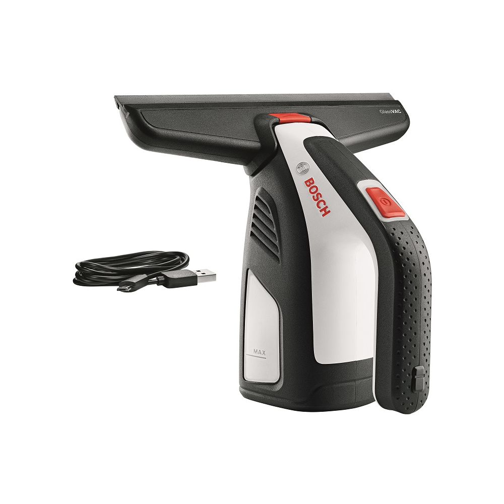 Aspirator geamuri Bosch GlassVAC, 3,6 V Li-Ion, cu acumulator USB, 30 min, design compact, Negru/Gri