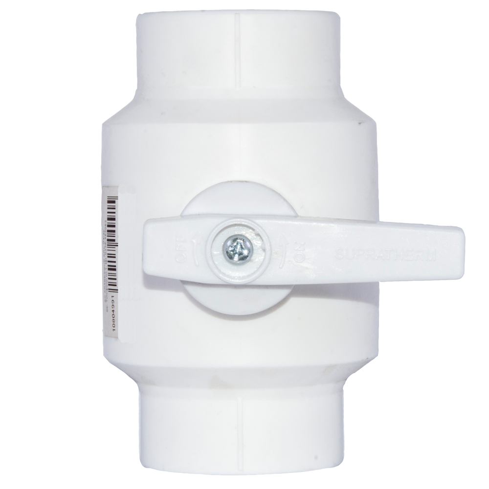 Robinet de trecere PPR Supratherm, cu sfera, alb, 40 mm