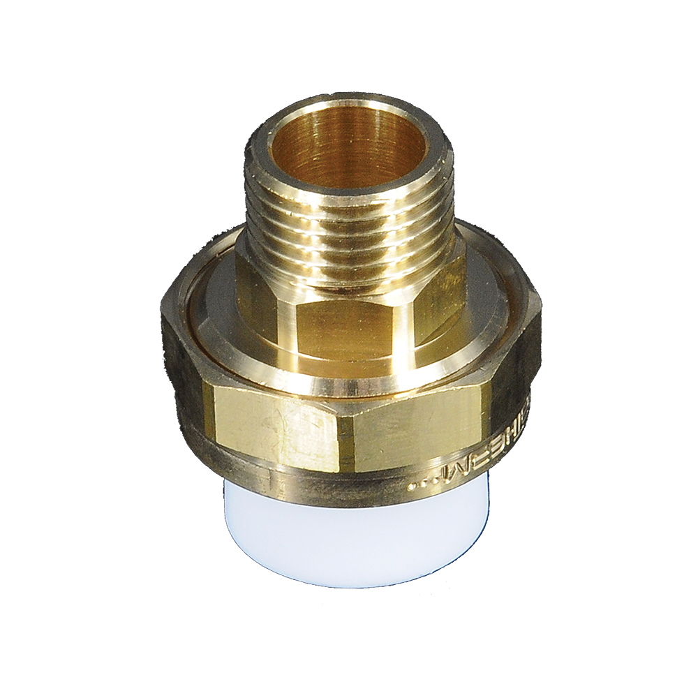 Racord olandez alama Supratherm, filet exterior, PPR, alb, 20 mm x 1/2 inch