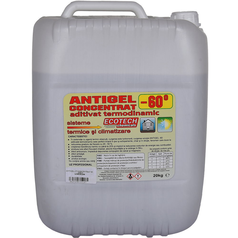 Antigel concentrat pentru centrale termice Ecotech Chemicals, 20 kg, -60°C, rosu