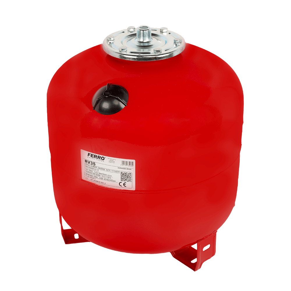 Vas de expansiune pentru apa calda Ferro CO35S RV35, montaj pe pardoseala, rosu, 35 l