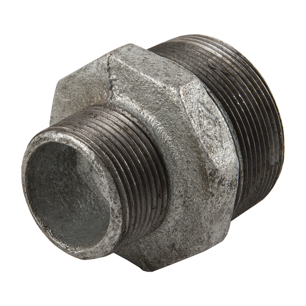 Niplu redus, fonta, zincat, 2 inch x 1 1/4 inch