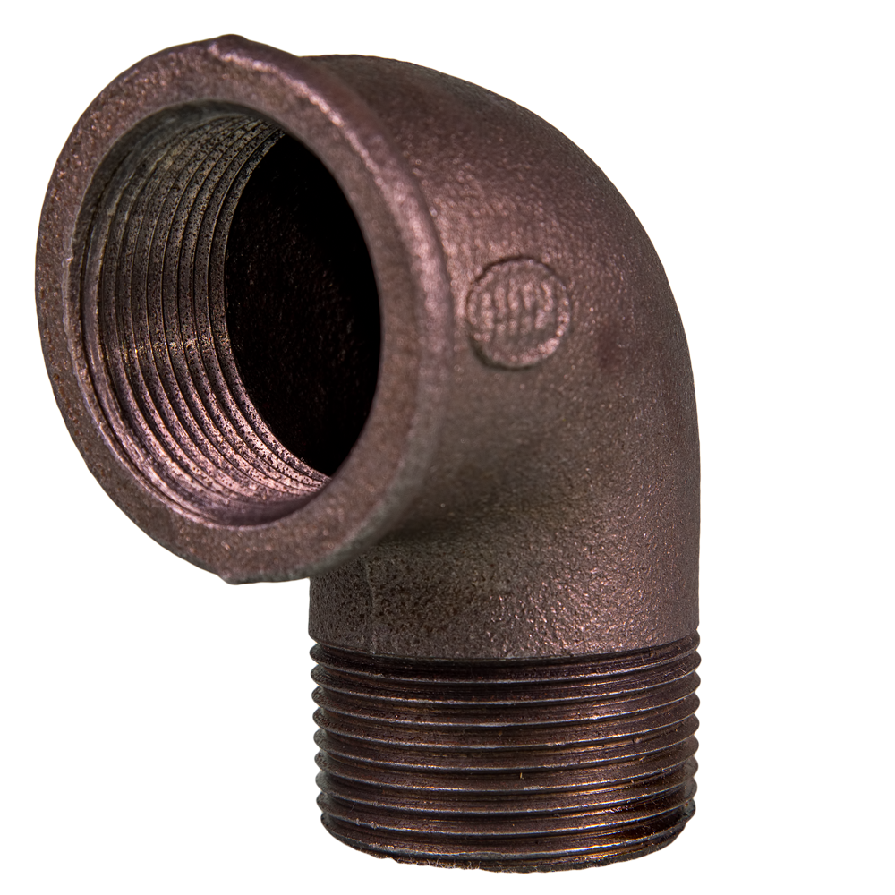 Cot 90°, fonta, negru  nr. 1, FI x FE, 1 1/4 inch